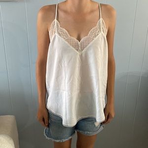 Brand new LOVESTITCH white lace trim cami size L
